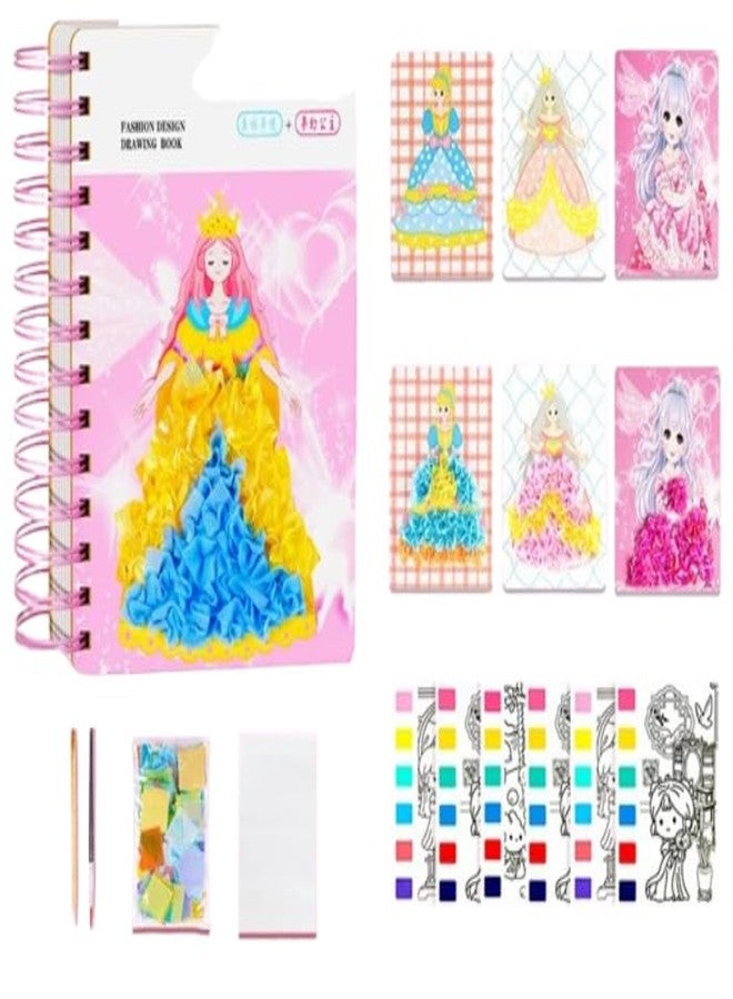 Cilveec Color Magic Book for Kids Activity Books for Children Coloring Books for Kids Ages 4-8 Years 20 Sheet Cartoon Painting kit with Brush Multicolor (Pink Fashion Book) - Image 3